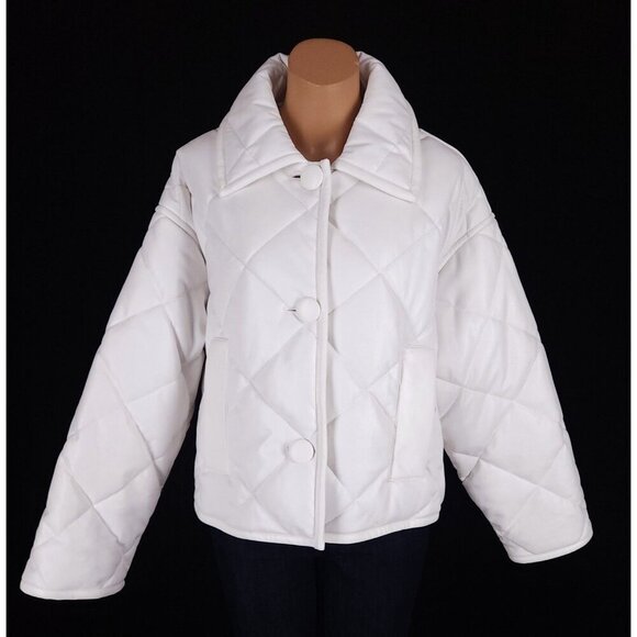 Stand Studio Faux-Leather Jacinda Puffy Jacket Size 34 US 2 XS Womens White $430 - Picture 2 of 15